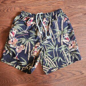 Y2K Tommy Bahama Men’s Hawaiian Swim Shorts S Mesh Lined Cocktail lady tropical
